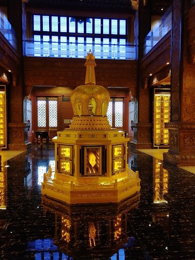 Golden memorial interior detail at Nirvana Melaka