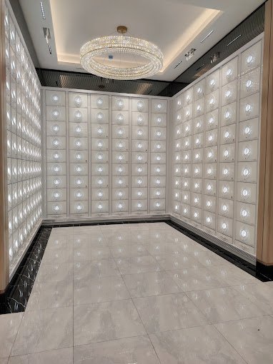 Luminous contemporary columbarium interior at Nirvana Melaka