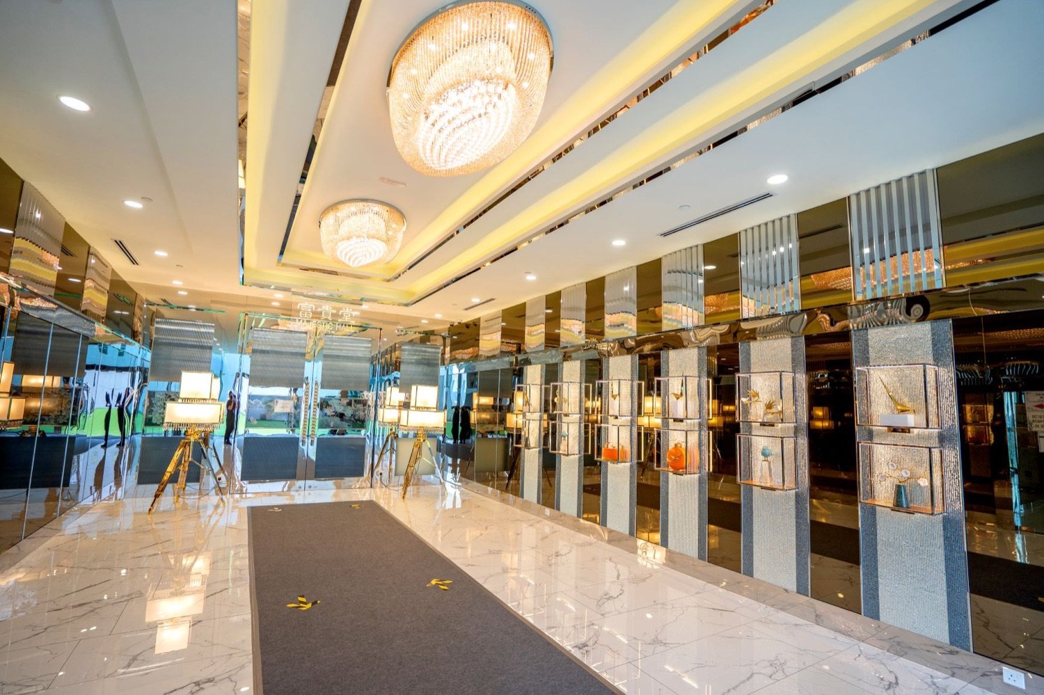 Nirvana memorial centre interior with illuminated display areas